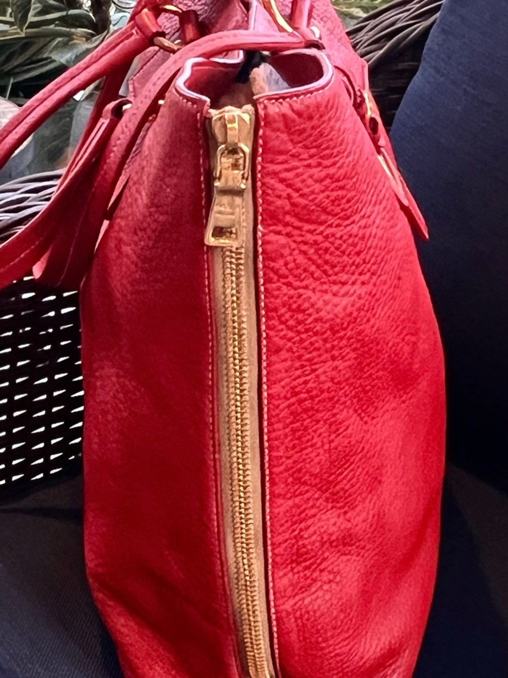 Prada Red Pebbled Leather Tote with Gold Hardware - Picture 3 of 16